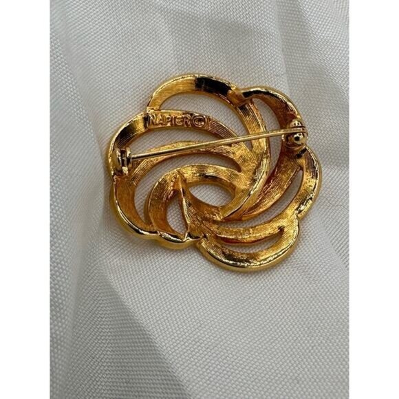 Vintage Napier Gold-Tone Swirl Brooch Pin Jewelry Accessory - Picture 3 of 4